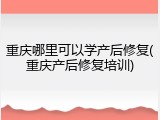 重庆哪里可以学产后修复(重庆产后修复培训)
