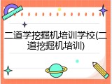 二道学挖掘机培训学校(二道挖掘机培训)