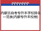 内蒙古自考专升本学校排名一览表(内蒙专升本校榜)