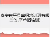 泰安东平县单招培训班有哪些(东平单招培训)