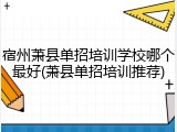 宿州萧县单招培训学校哪个最好(萧县单招培训推荐)