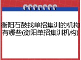 衡阳石鼓找单招集训的机构有哪些(衡阳单招集训机构)