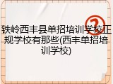 铁岭西丰县单招培训学校正规学校有那些(西丰单招培训学校)