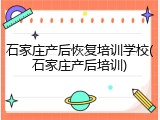 石家庄产后恢复培训学校(石家庄产后培训)