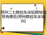 郑州二七数控车床短期培训班有哪些(郑州数控车床培训)