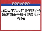 湖南电子科技职业学院公办吗(湖南电子科技职院是公办吗)