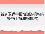 新乡卫辉单招培训的机构有哪些(卫辉单招机构)