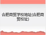 合肥商贸学校地址(合肥商贸校址)