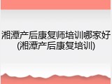 湘潭产后康复师培训哪家好(湘潭产后康复培训)