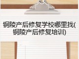 铜陵产后修复学校哪里找(铜陵产后修复培训)