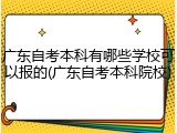 广东自考本科有哪些学校可以报的(广东自考本科院校)