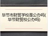 毕节市财贸学校是公办吗(毕节财贸校公办吗)