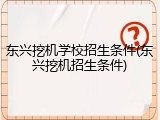 东兴挖机学校招生条件(东兴挖机招生条件)