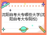 沈阳自考大专哪些大学(沈阳自考大专院校)