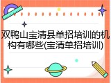 双鸭山宝清县单招培训的机构有哪些(宝清单招培训)