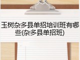 玉树杂多县单招培训班有哪些(杂多县单招班)