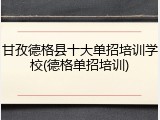 甘孜德格县十大单招培训学校(德格单招培训)