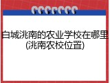 白城洮南的农业学校在哪里(洮南农校位置)
