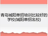 青岛城阳单招培训比较好的学校(城阳单招名校)