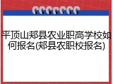 平顶山郏县农业职高学校如何报名(郏县农职校报名)