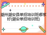 潮州潮安县单招培训班哪家好(潮安单招培训班)