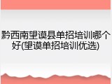 黔西南望谟县单招培训哪个好(望谟单招培训优选)