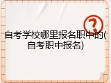 自考学校哪里报名职中的(自考职中报名)