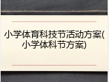 小学体育科技节活动方案(小学体科节方案)