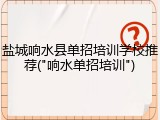盐城响水县单招培训学校推荐("响水单招培训")