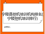 宁陵县挖机培训机构排名(宁陵挖机培训排行)