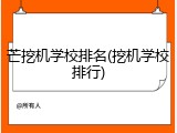 芒挖机学校排名(挖机学校排行)