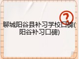 聊城阳谷县补习学校口碑(阳谷补习口碑)