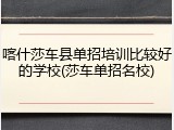 喀什莎车县单招培训比较好的学校(莎车单招名校)