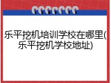 乐平挖机培训学校在哪里(乐平挖机学校地址)
