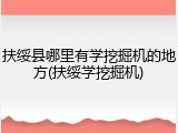 扶绥县哪里有学挖掘机的地方(扶绥学挖掘机)