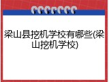 梁山县挖机学校有哪些(梁山挖机学校)