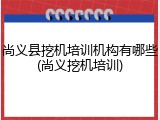 尚义县挖机培训机构有哪些(尚义挖机培训)