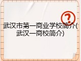武汉市第一商业学校简介(武汉一商校简介)