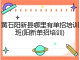 黄石阳新县哪里有单招培训班(阳新单招培训)