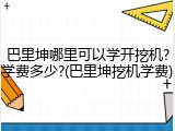 巴里坤哪里可以学开挖机?学费多少?(巴里坤挖机学费)