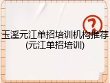 玉溪元江单招培训机构推荐(元江单招培训)