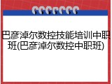 巴彦淖尔数控技能培训中职班(巴彦淖尔数控中职班)