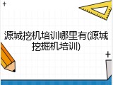 源城挖机培训哪里有(源城挖掘机培训)
