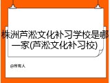 株洲芦淞文化补习学校是哪一家(芦淞文化补习校)
