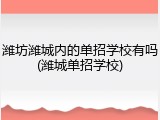 潍坊潍城内的单招学校有吗(潍城单招学校)
