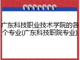 广东科技职业技术学院的各个专业(广东科技职院专业)