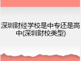 深圳财经学校是中专还是高中(深圳财校类型)