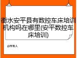 衡水安平县有数控车床培训机构吗在哪里(安平数控车床培训)