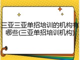 三亚三亚单招培训的机构有哪些(三亚单招培训机构)