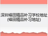 深圳福田精品补习学校地址(福田精品补习地址)